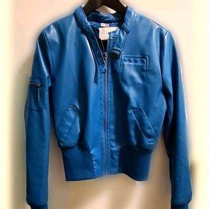 🍭2/$20-Ashley pleather moto jacket - blue